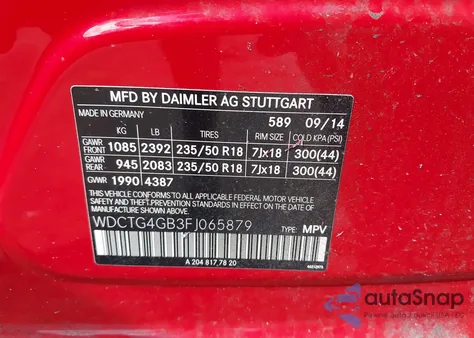 2015 Mercedes-Benz Gla 250 4Matic z USA, uszkodzony, nr VIN WDCTG4GB3FJ065879